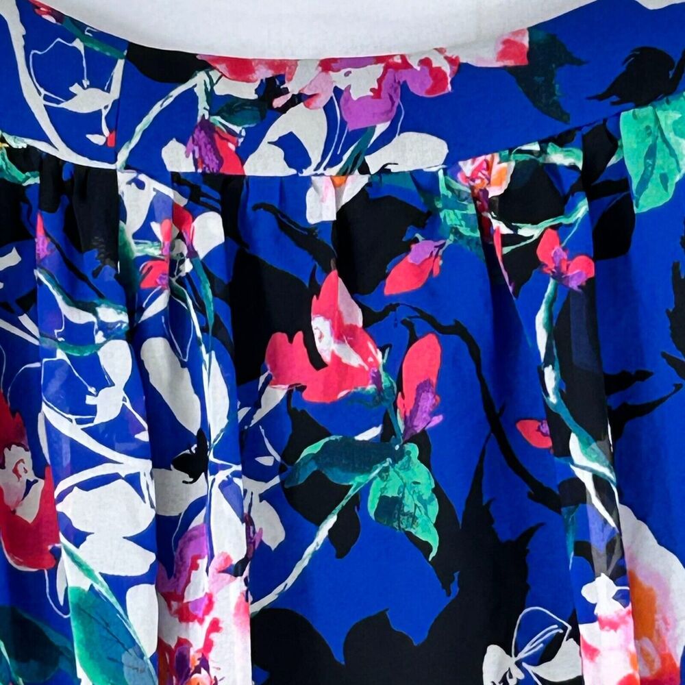 Forever 21 Skirt Womens Medium Blue Floral Print Pleated Long Back Side Zip - Picture 3 of 11